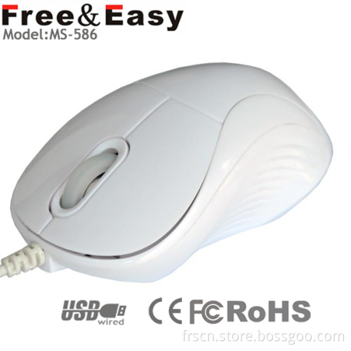 White Wired Optical Quiet Mouse No Any Noise Mouse
